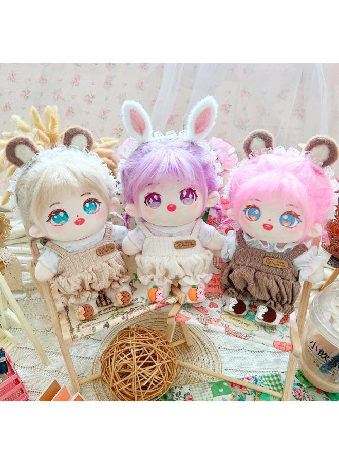 Generic - Cotton Doll 20cm Baby Clothes Star Doll Normal Body Chubby Body Naked Doll Wool Suspender T-shirt-Specifications:20cm-Color:Purple Long Hair Warm - Image 1