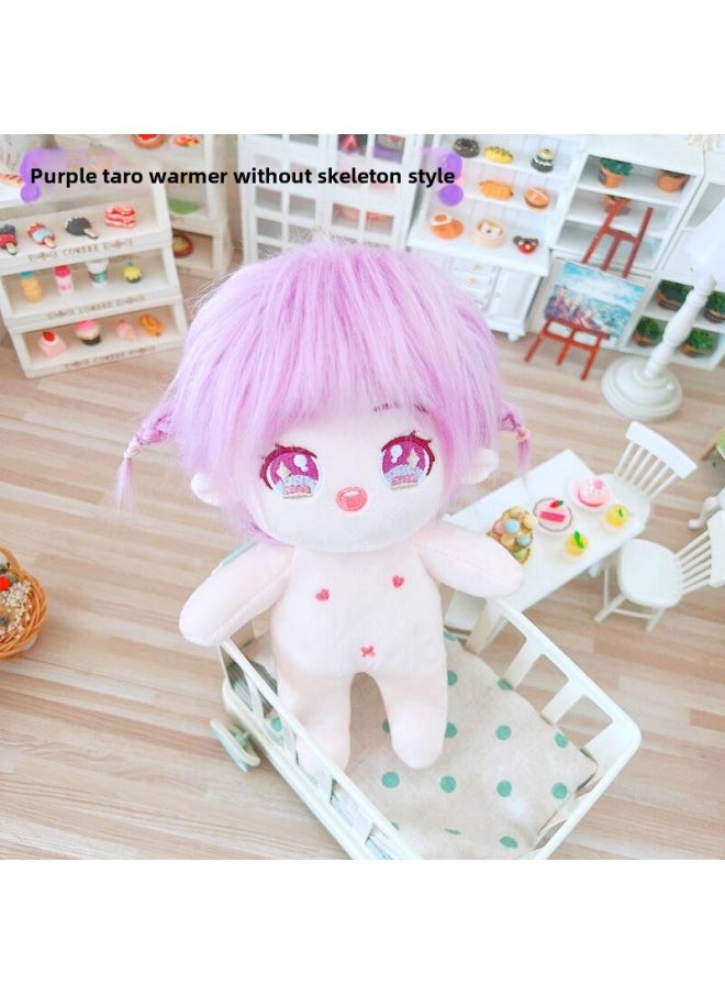 Generic - Cotton Doll 20cm Baby Clothes Star Doll Normal Body Chubby Body Naked Doll Wool Suspender T-shirt-Specifications:20cm-Color:Purple Long Hair Warm - Image 1