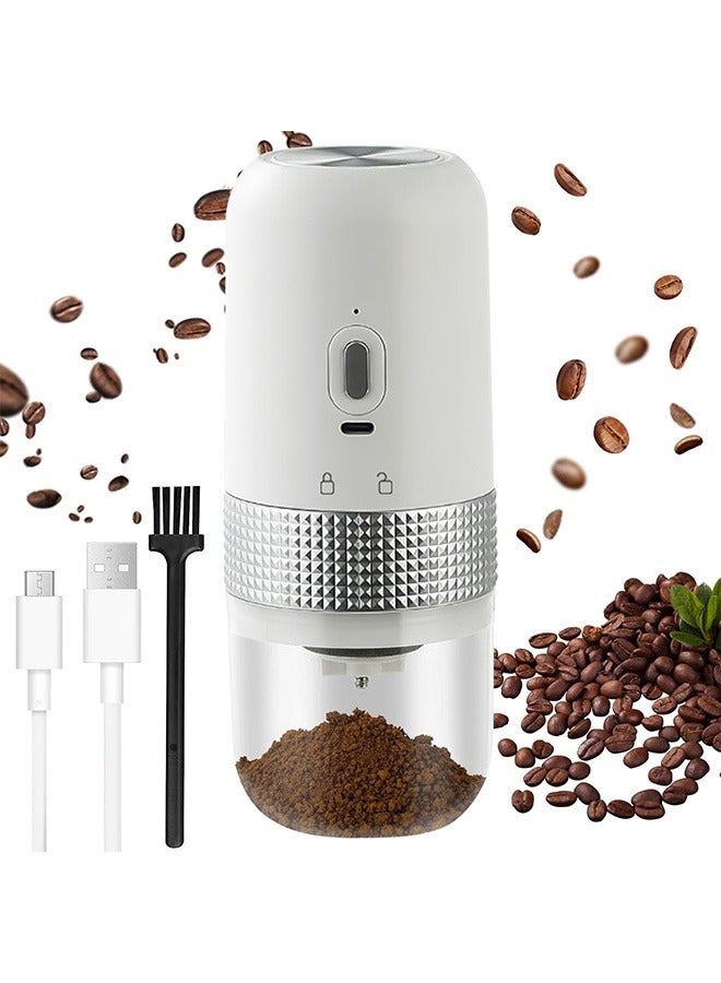 Bukela Electric Coffee Grinder,Electric Coffee Bean Grinder, Espresso Grinder with Adjustable Burr and Removable Chamber, for Home/Camping/Travel, Rechargeable,Multiple Grinding Settings (White） - Image 1