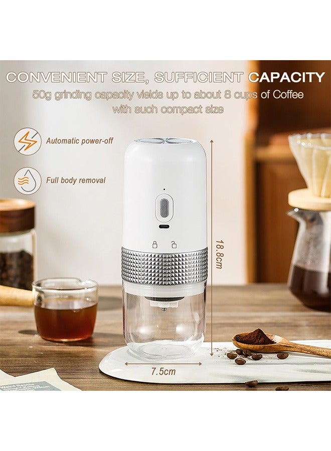 Bukela Electric Coffee Grinder,Electric Coffee Bean Grinder, Espresso Grinder with Adjustable Burr and Removable Chamber, for Home/Camping/Travel, Rechargeable,Multiple Grinding Settings (White） - Image 2