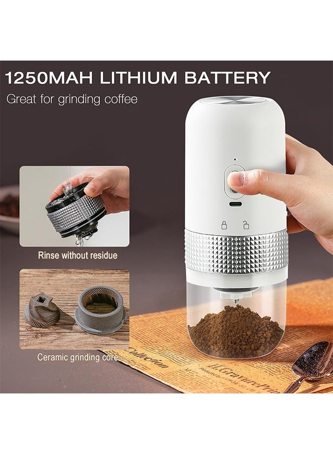 Bukela Electric Coffee Grinder,Electric Coffee Bean Grinder, Espresso Grinder with Adjustable Burr and Removable Chamber, for Home/Camping/Travel, Rechargeable,Multiple Grinding Settings (White） - Image 3