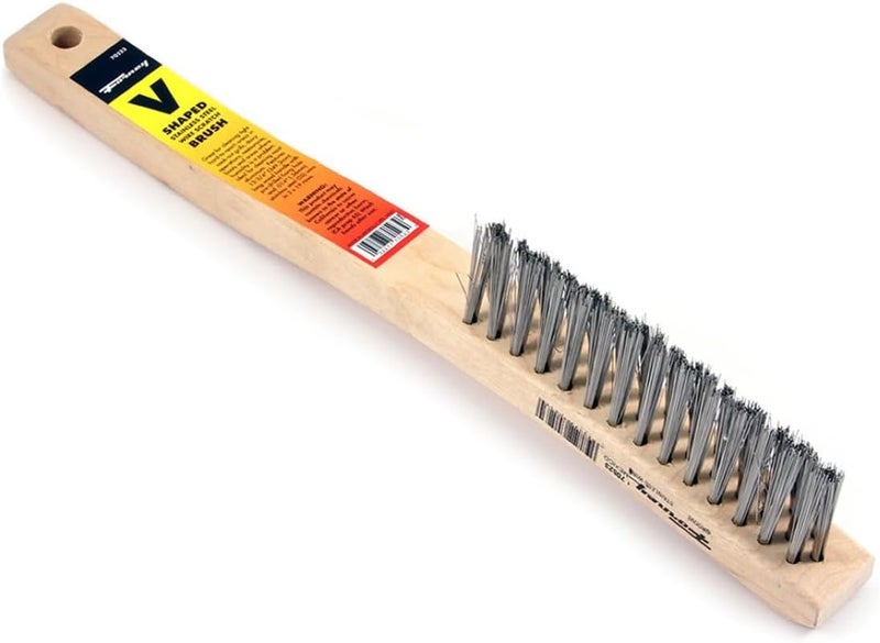 Forney 70523 VGroove Stainless Steel Wire Brush with Wood Handle 1334Inchby014Inch