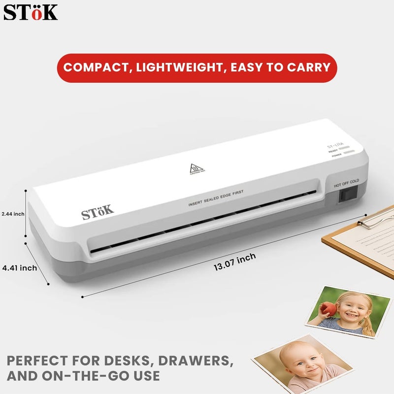 SToK (ST-L11A) آلة تغليف A4 | نظام 2 رولر لإنهاء احترافي في المنزل والمكتب والمدرسة | تناسب حتى صفحات بعرض 9 بوصة (ضمان خارجي لمدة سنة) - Image 4