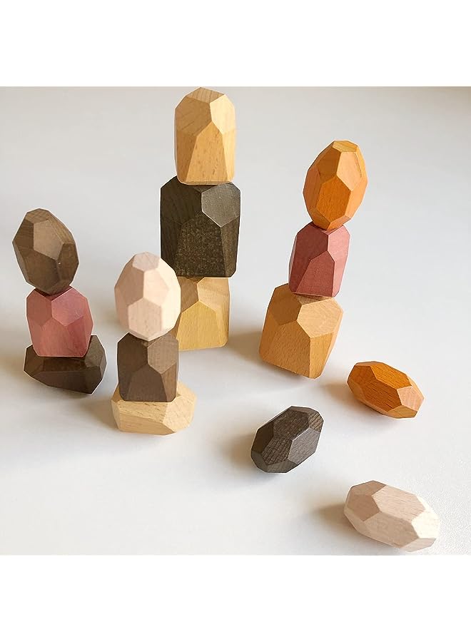 IAF Set Wooden Balancing Stacking Stones 15PCs Activity Game Home Decore And Best Gift - Image 1