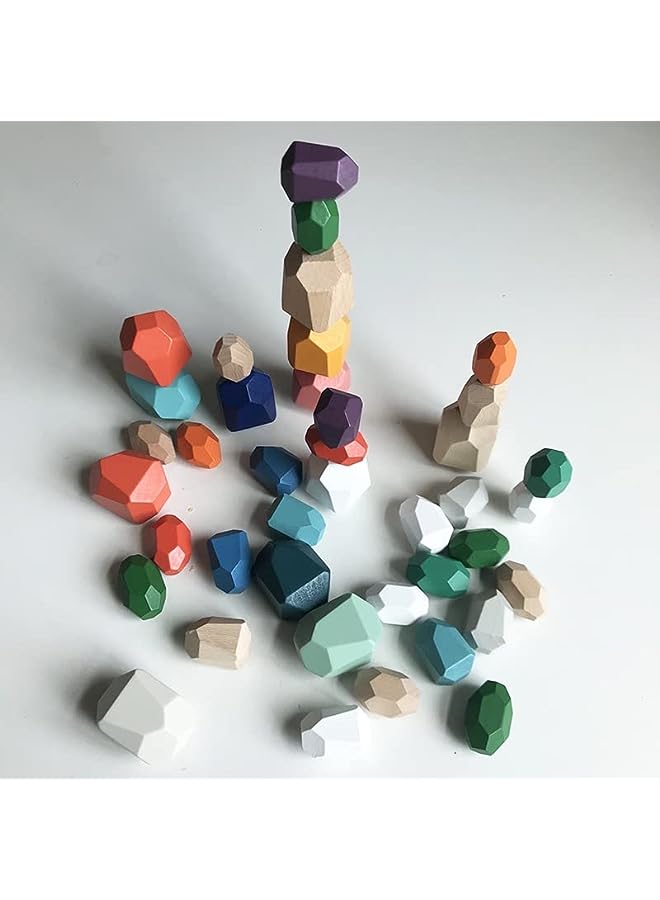 IAF Set Wooden Balancing Stacking Stones 15PCs Activity Game Home Decore And Best Gift - Image 2