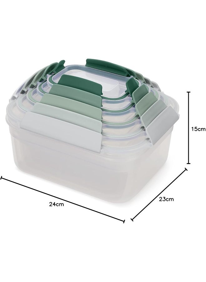 Joseph Joseph Nest Lock Plastic Food Storage Container Set with Lockable Airtight Leakproof Lids, 5 Piece, Sage  - Image 4