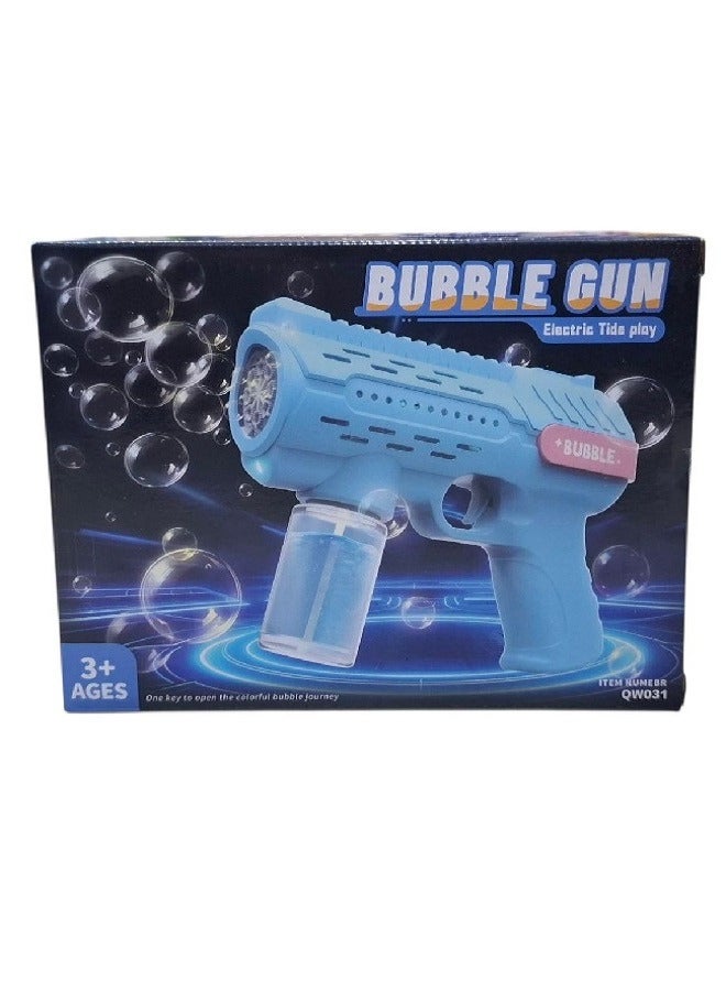 BUBBLE GUN بابل غان - آلة فقاعات للأطفال - آلة فقاعات كهربائية مع خزان - آلة صنع فقاعات الصابون الأوتوماتيكية - لعبة للأطفال 2026 باللون الأزرق - Image 2