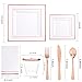Festiva 350Pcs Rose Gold Plates and Napkins Party SuppliesSquare White and Rose Gold Disposable Dinnerware include Plates Cups Cutlery Napkins for 50 Guests Wedding Christmas PartyMothers Day - Image 4