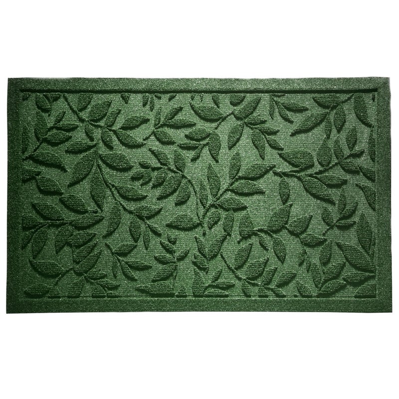 VivaNest Green Leaves Outdoor Indoor Entrance Door mat, Absorbent Durable Heavy Duty Welcome Front Door Mat,Thick Natural Rubber Back,Easy Clean Entryway Mat 17x30 Inch, Low Profile - Image 2