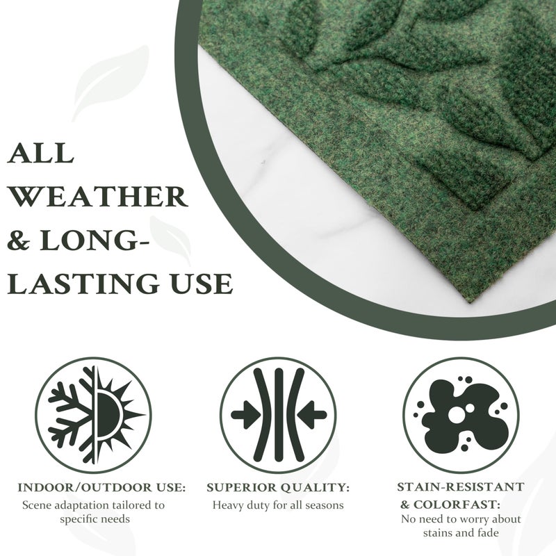 VivaNest Green Leaves Outdoor Indoor Entrance Door mat, Absorbent Durable Heavy Duty Welcome Front Door Mat,Thick Natural Rubber Back,Easy Clean Entryway Mat 17x30 Inch, Low Profile - Image 5