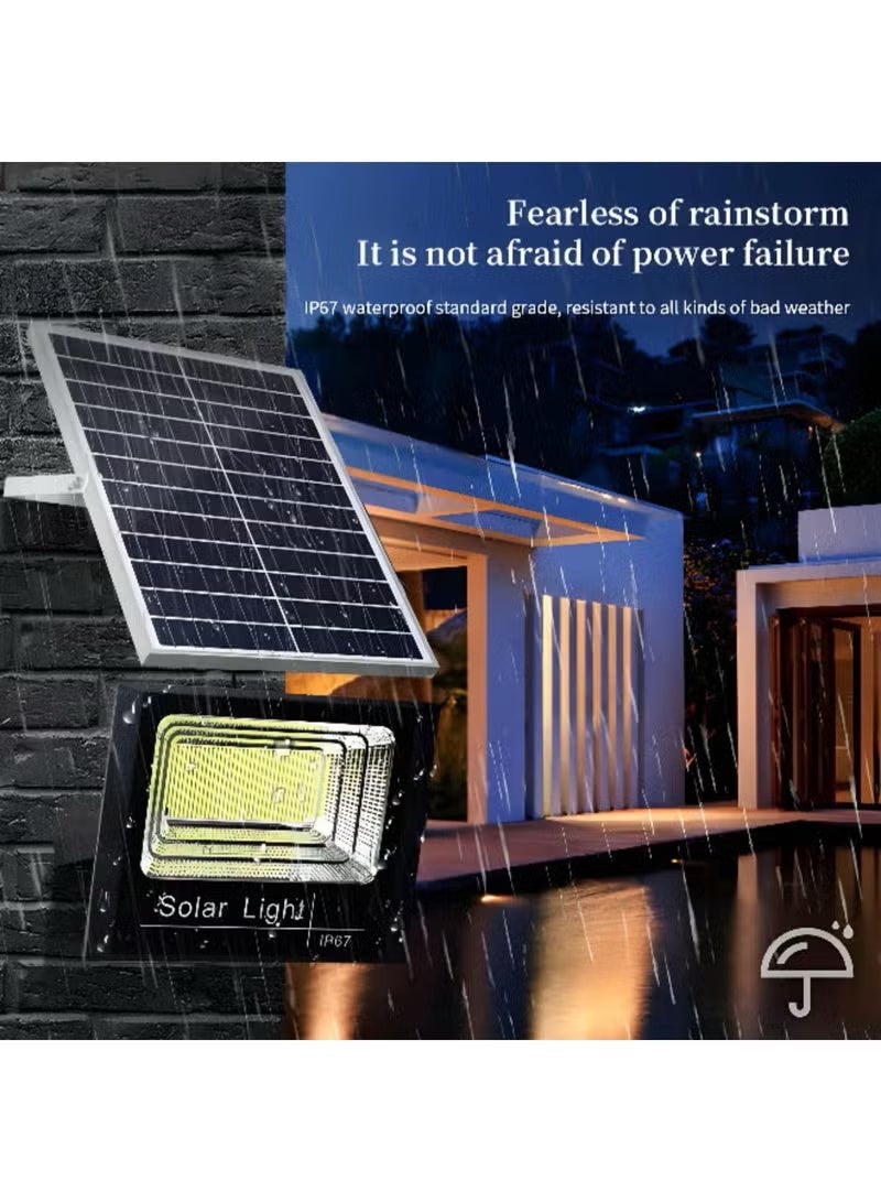 دينكس كشاف شمسي منزلي 400 وات – كشاف LED خارجي مقاوم للماء مع جهاز تحكم عن بعد، شحن USB، وبطارية 4000 مللي أمبير في الساعة - Image 2