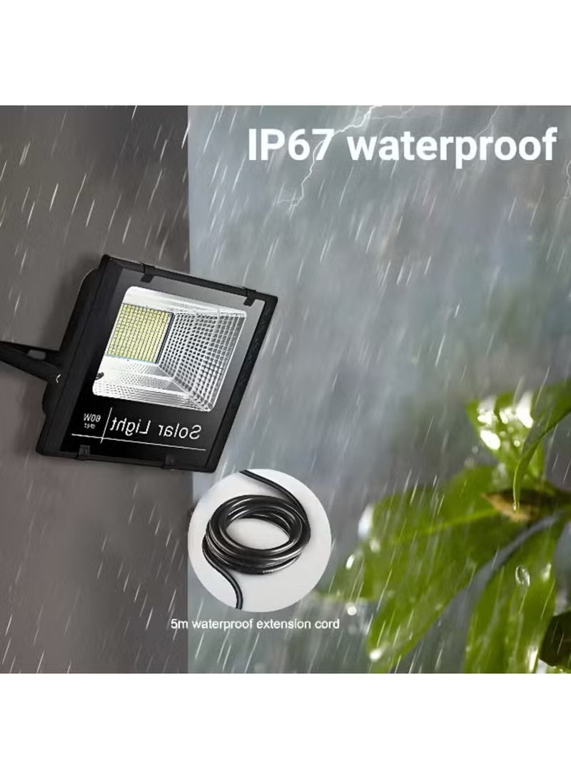 دينكس كشاف شمسي منزلي 400 وات – كشاف LED خارجي مقاوم للماء مع جهاز تحكم عن بعد، شحن USB، وبطارية 4000 مللي أمبير في الساعة - Image 4