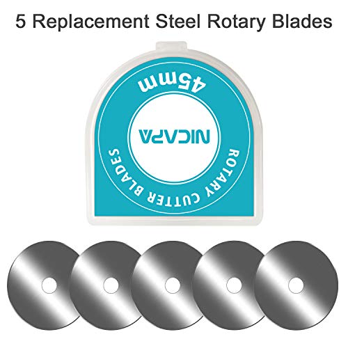 NICAPA 45mm Rotary Cutter for Fabric with Safety Lock Ergonomic Classic Comfort Loop Rotary Cutter for Crafting Sewing Quilting (Extra 5pcs 45mm Replacement Blades Included) - Image 5