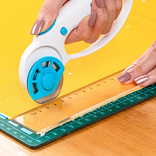 NICAPA 45mm Rotary Cutter for Fabric with Safety Lock Ergonomic Classic Comfort Loop Rotary Cutter for Crafting Sewing Quilting (Extra 5pcs 45mm Replacement Blades Included) - Image 4