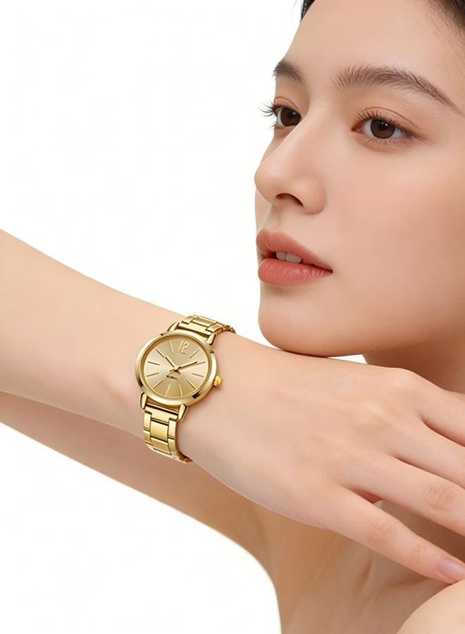 Happy D Golden Crystal Quartz Watch with Bracelet for Women, Women's Fashion Gift Set 2-Piece Set - Image 3
