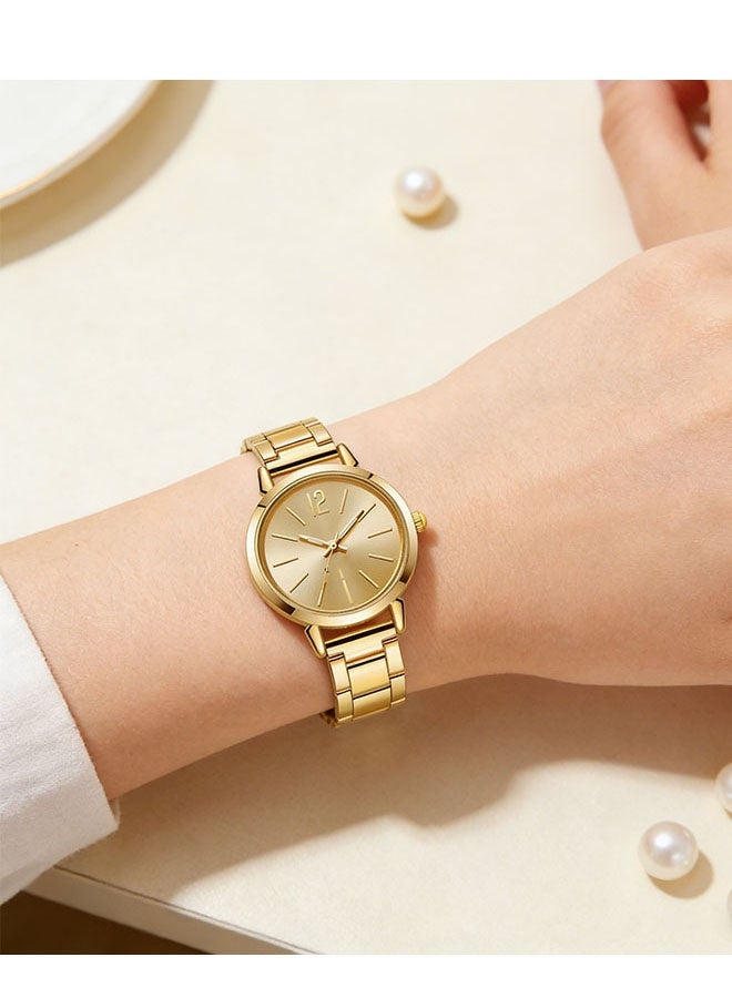 Happy D Golden Crystal Quartz Watch with Bracelet for Women, Women's Fashion Gift Set 2-Piece Set - Image 4