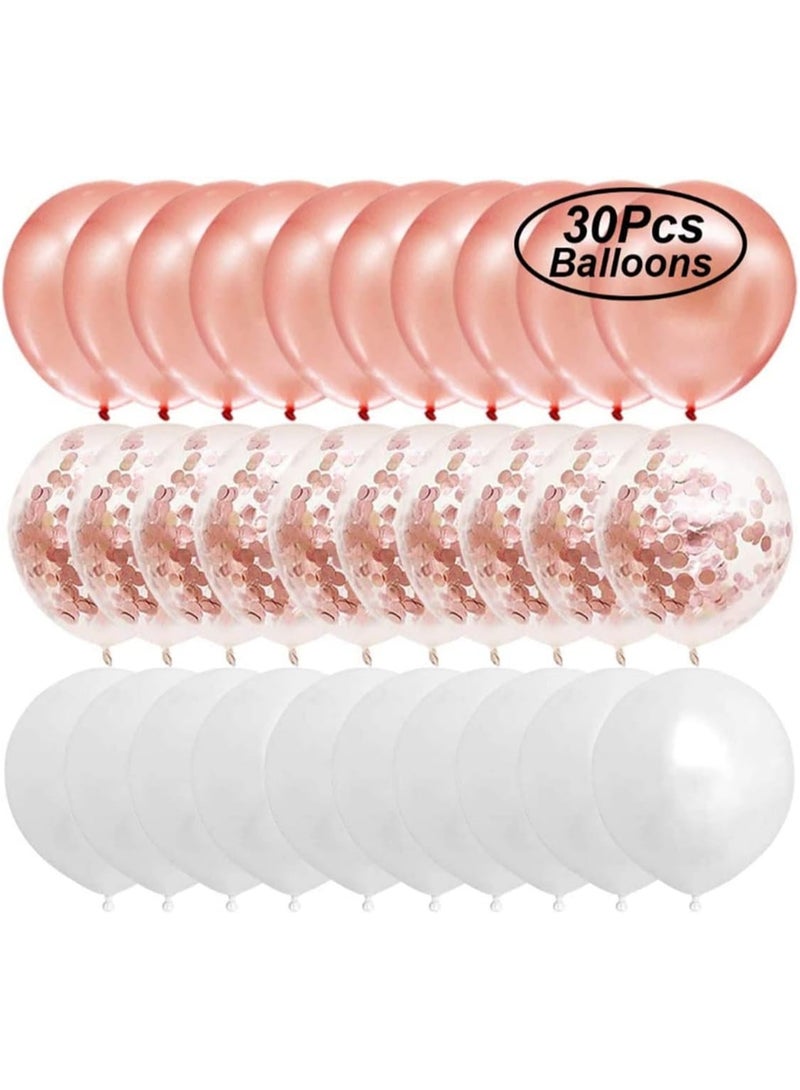 Rose Gold Happy Birthday Balloon Banner with White and Rose Gold Confetti Balloons for Women and Girls Birthday Party Decorations - Image 2