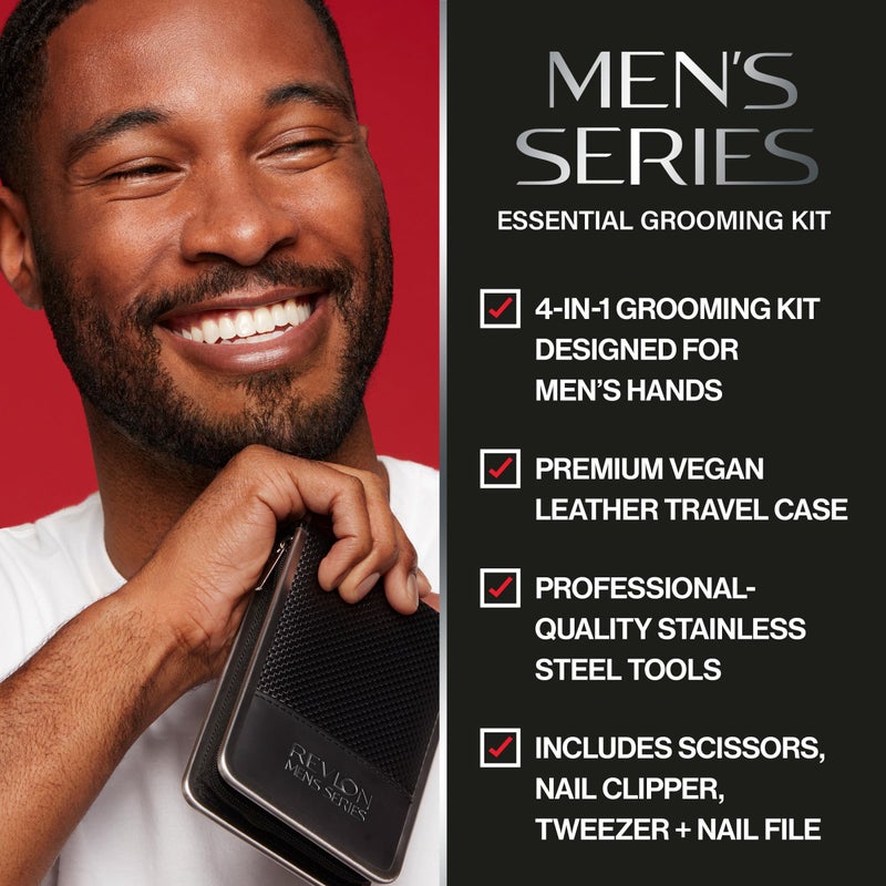Revlon Men's Grooming Kit, 5-Piece Travel Essentials Set, Includes Nail Clippers, Scissors, File, Tweezers and Carrying Case, Stainless Steel, 1 count - Image 2