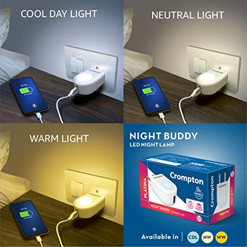 Crompton Night Buddy USB Charger + Lamp| 0.5 W |Turbo Charge | Indirect Lighting | USB Charging Point | 2 Pin Plug | Less Power Consuption | Pack of 1, LED, Plastic| Neutral White - Image 5