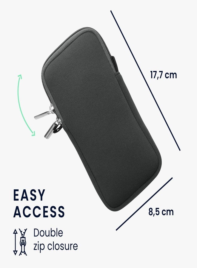 kwmobile Neoprene Phone Bag XXL - 7" - 6.9 x 3.3 inches (17.7 x 8.5 cm) Universal Case Holder with Neck Strap and Zipper - Grey - Image 5