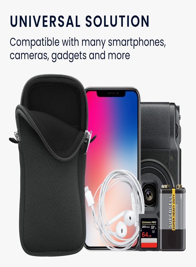 kwmobile Neoprene Phone Bag XXL - 7" - 6.9 x 3.3 inches (17.7 x 8.5 cm) Universal Case Holder with Neck Strap and Zipper - Grey - Image 4