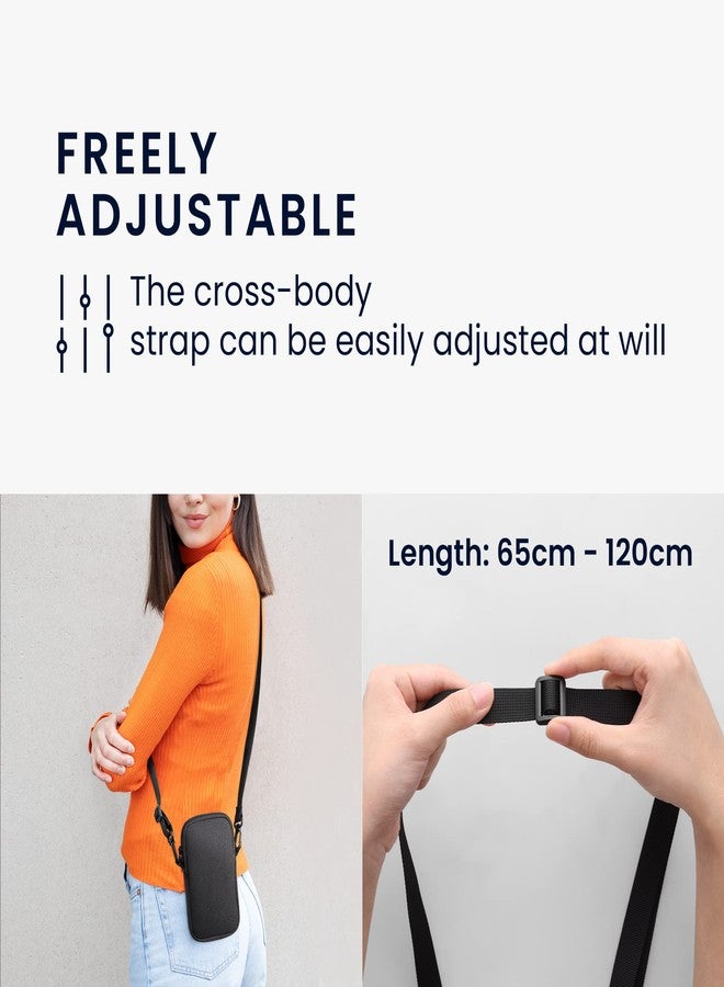 kwmobile Neoprene Phone Bag XXL - 7" - 6.9 x 3.3 inches (17.7 x 8.5 cm) Universal Case Holder with Neck Strap and Zipper - Grey - Image 3