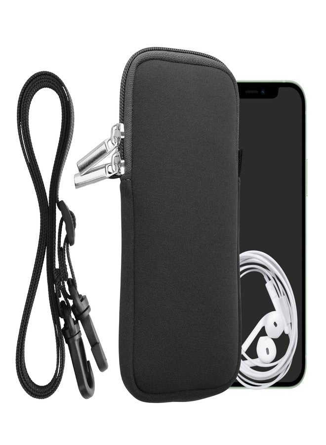 kwmobile Neoprene Phone Bag XXL - 7" - 6.9 x 3.3 inches (17.7 x 8.5 cm) Universal Case Holder with Neck Strap and Zipper - Grey - Image 1