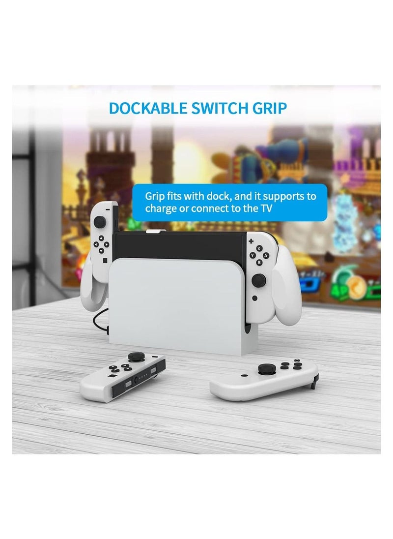SYOSI - Switch OLED/Switch Dockable Hand Grip, Comfort Handheld Fit for Switch OLED/Switch with Specially Ergonomic Design Compatible with Nintendo Switch Grip, Supports to Connect to The TV(White) - Image 1