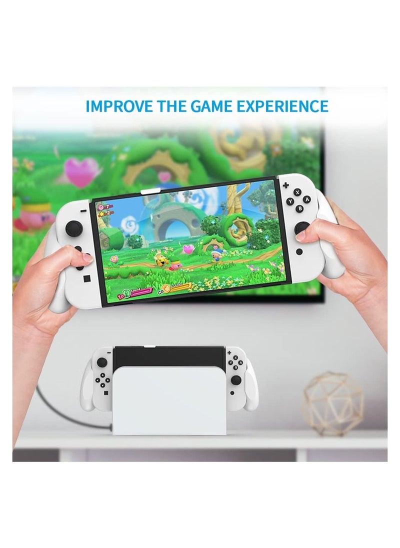 SYOSI - Switch OLED/Switch Dockable Hand Grip, Comfort Handheld Fit for Switch OLED/Switch with Specially Ergonomic Design Compatible with Nintendo Switch Grip, Supports to Connect to The TV(White) - Image 1