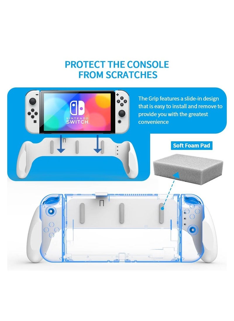 SYOSI - Switch OLED/Switch Dockable Hand Grip, Comfort Handheld Fit for Switch OLED/Switch with Specially Ergonomic Design Compatible with Nintendo Switch Grip, Supports to Connect to The TV(White) - Image 1
