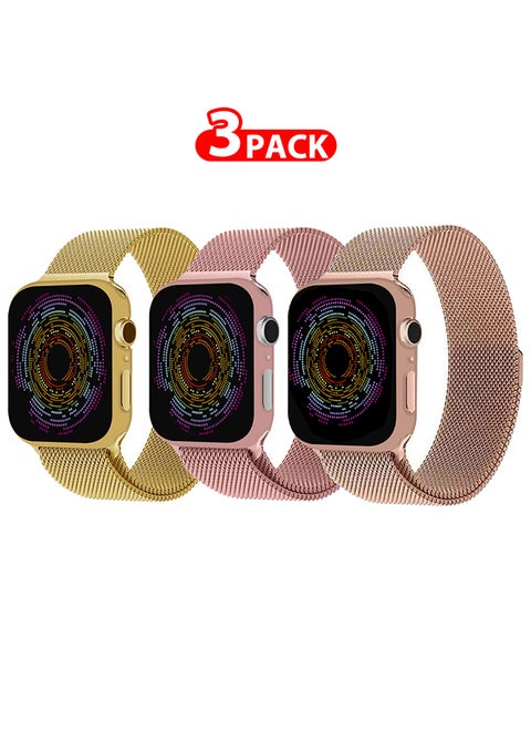 3 Pack Stainless Steel Milanese Loop Compatible with Apple Watch Band 38mm 40mm 41mm men and women Mesh Loop Magnetic Clasp Replacement for iWatch Bands Series 7 SE 6 5 4 3 2 1