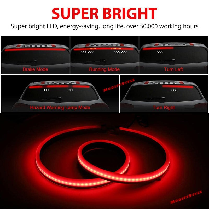 ModifyStyle Rear Windshield 90CM Brake Stop Red LED Strip Suitable for Hyundai Grand i10 NIOS (2020 to Present) Type 3 - Image 3