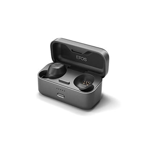 EPOS GTW 270 Wireless Gaming Earbuds, Bluetooth, Noise Reducing Closed Design, Dual Mics, Ergonomic Fit, IPX 5 Water Resistant, Portable Charging Case, 20 Hours of Playtime,Black/Silver/Grey - Image 5