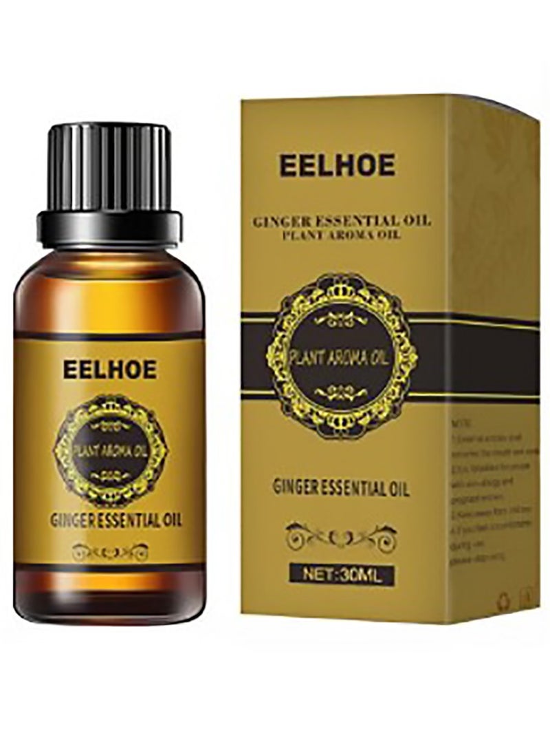 EELHOE Belly Drainage Ginger Essential Oil 30ml , Plant Aroma Oil For Body Massage Therapy , Pure & Natural Undiluted Oil For Relieving Body Pain, Stress & Tiredness , Unisex - Image 1