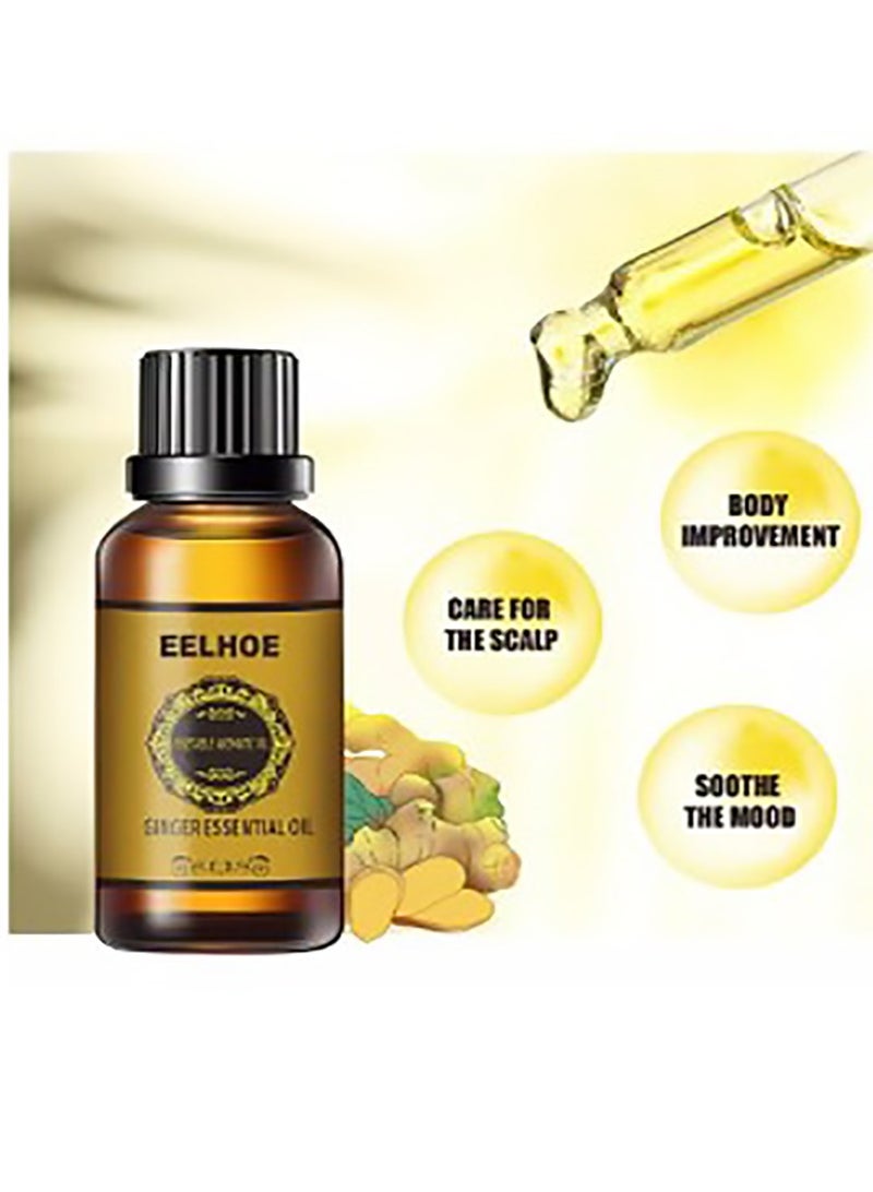 EELHOE Belly Drainage Ginger Essential Oil 30ml , Plant Aroma Oil For Body Massage Therapy , Pure & Natural Undiluted Oil For Relieving Body Pain, Stress & Tiredness , Unisex - Image 2