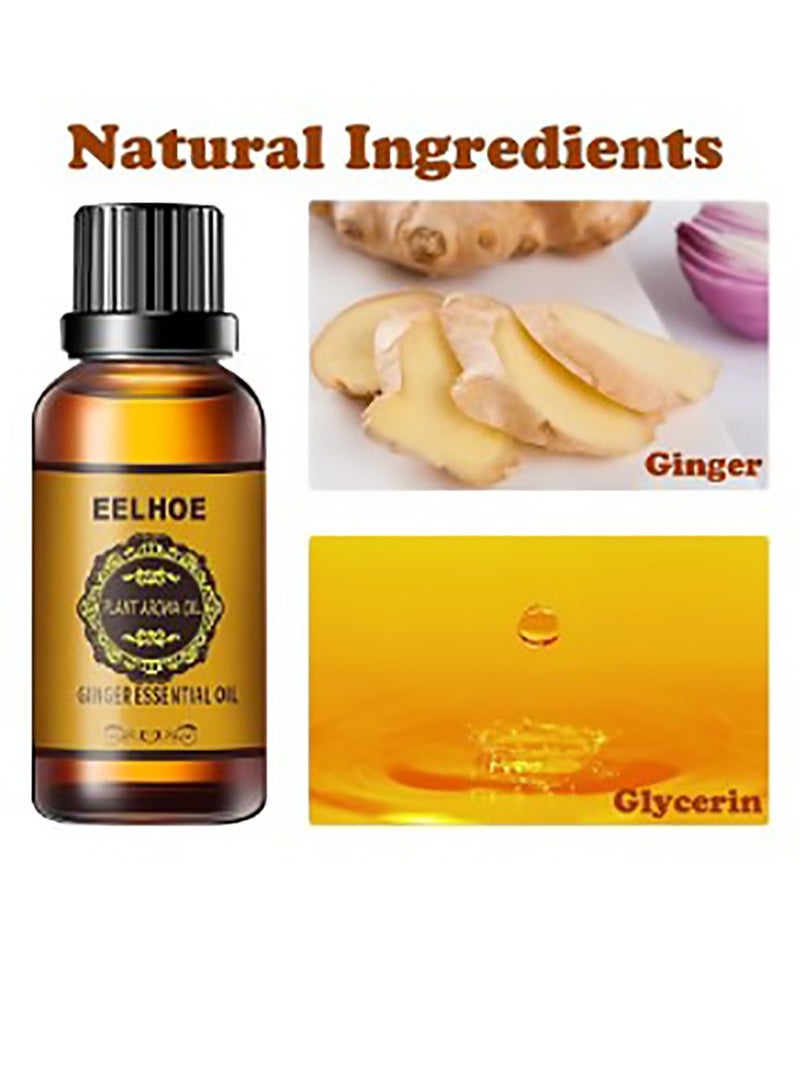 EELHOE Belly Drainage Ginger Essential Oil 30ml , Plant Aroma Oil For Body Massage Therapy , Pure & Natural Undiluted Oil For Relieving Body Pain, Stress & Tiredness , Unisex - Image 4