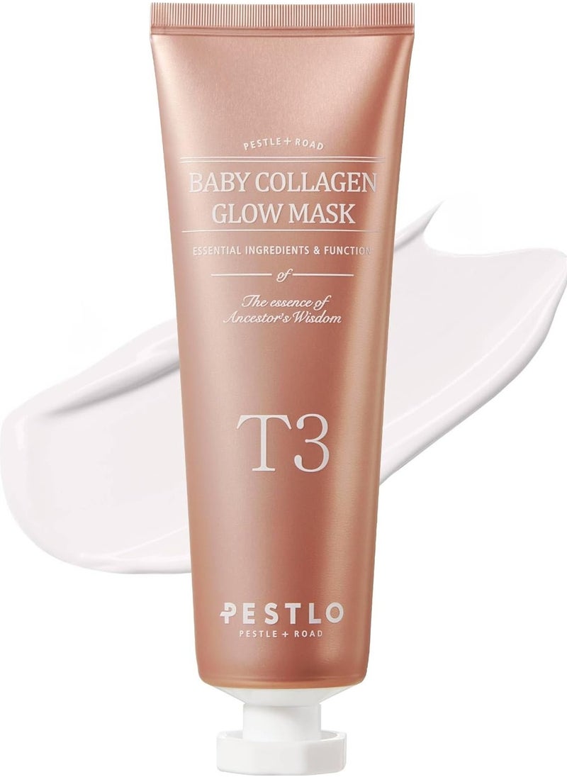 PESTLO PESTLE ROAD Baby Collagen Glow Mask - Korean Face Mask Skincare for Elasticity, Firmness, Radiant Skin, Pore Care, Infused with Reallagen, Aginon, Volufiline  - Image 1