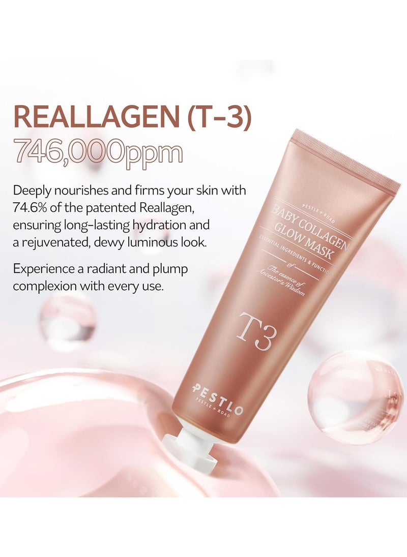 PESTLO PESTLE ROAD Baby Collagen Glow Mask - Korean Face Mask Skincare for Elasticity, Firmness, Radiant Skin, Pore Care, Infused with Reallagen, Aginon, Volufiline  - Image 2