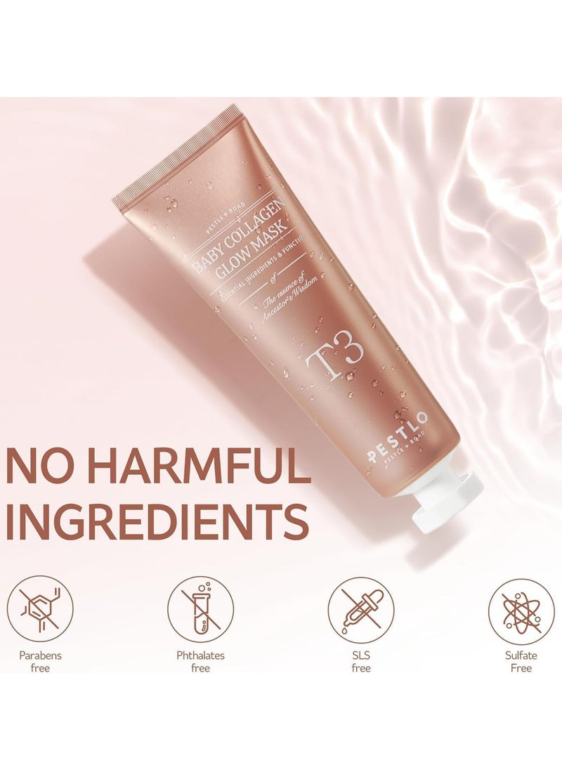 PESTLO PESTLE ROAD Baby Collagen Glow Mask - Korean Face Mask Skincare for Elasticity, Firmness, Radiant Skin, Pore Care, Infused with Reallagen, Aginon, Volufiline  - Image 3