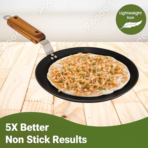 Add2Cart 25.4 cm Wooden Handle Iron Concave Tawas, Roti Tawas, and Dosa Tawas - Image 2