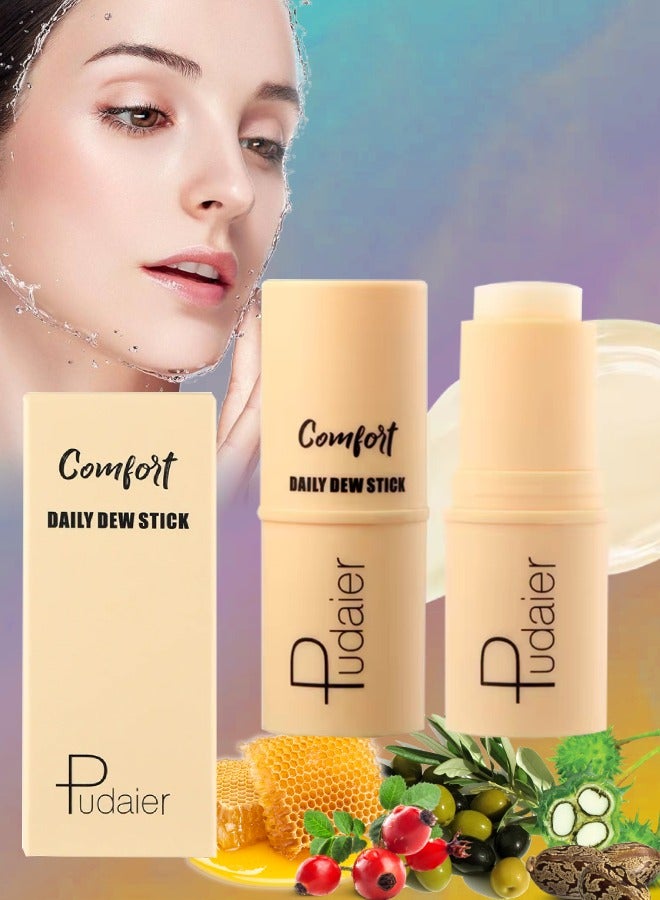pudaier Daily Dew Moisturizing Stick Deep Hydrating Creamy Texture Non Sticky Moisturize Daily Cream Stick Multi Use Balm Stick Hydrating Primer Brightens and Glow Skin Makeup Stick Yellow - Image 1