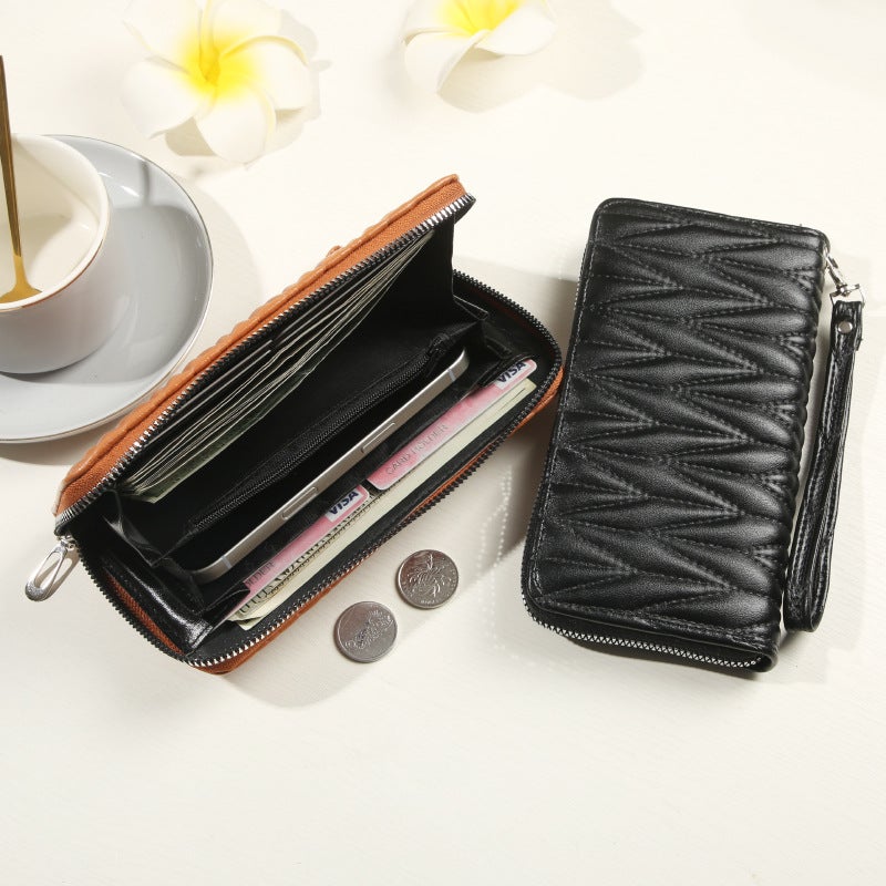 New 2024 Wallet Women'S Long Embroidered Line Mobile Phone Bag Wallet Multi-Card Card Bag Large Capacity Trendy Clutch Bag - Image 3