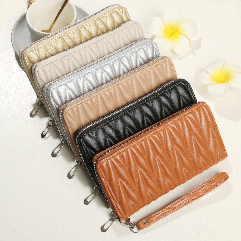 New 2024 Wallet Women'S Long Embroidered Line Mobile Phone Bag Wallet Multi-Card Card Bag Large Capacity Trendy Clutch Bag - Image 5