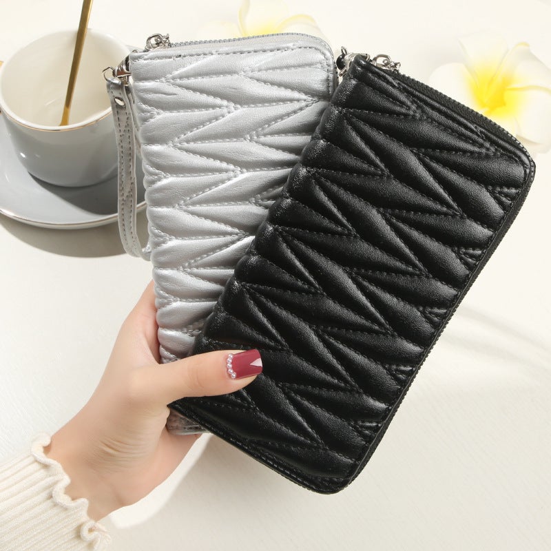 New 2024 Wallet Women'S Long Embroidered Line Mobile Phone Bag Wallet Multi-Card Card Bag Large Capacity Trendy Clutch Bag - Image 2