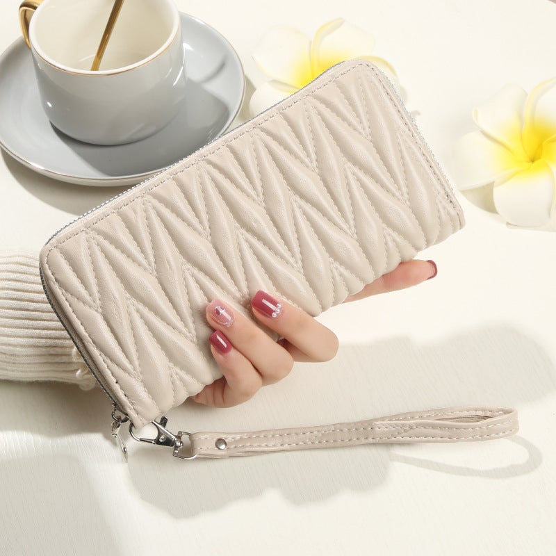 New 2024 Wallet Women'S Long Embroidered Line Mobile Phone Bag Wallet Multi-Card Card Bag Large Capacity Trendy Clutch Bag - Image 1