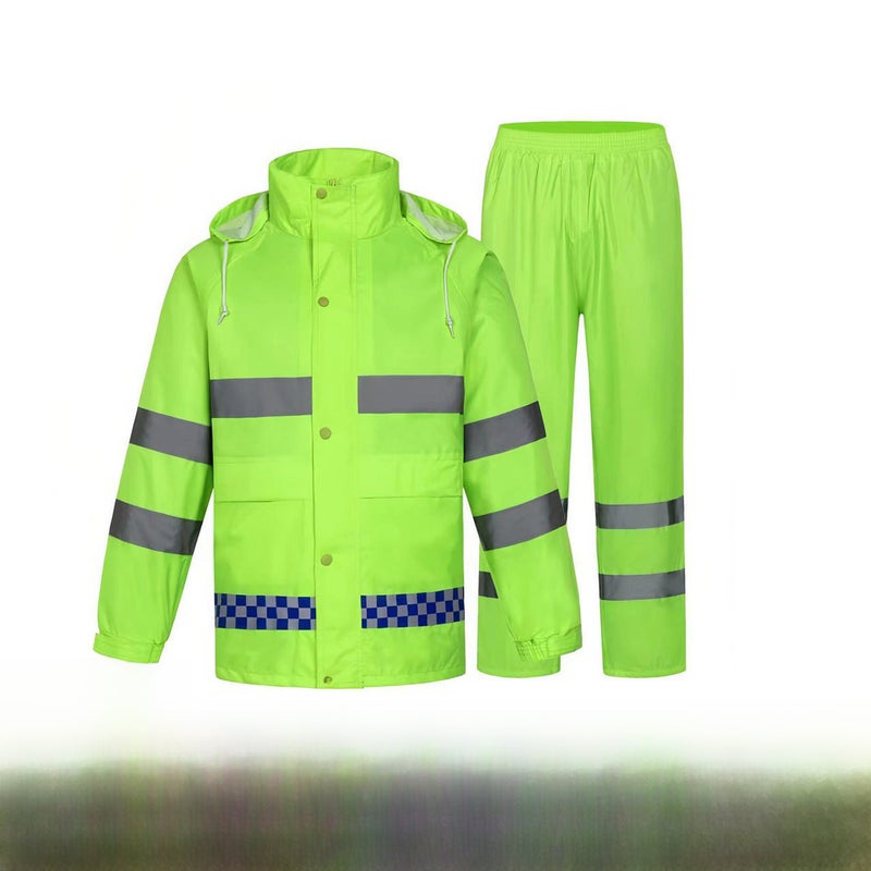 Waterproof Reflective Raincoat Suit for Cycling Double duty raincoat [double pocket + double brim] Green