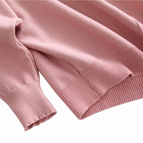 Ckikiou Womens Lightweight Oversized Boat Neck Sweaters Tops Dolman Batwing Sleeve Ribbed Knitted Pullovers Pink - Image 3
