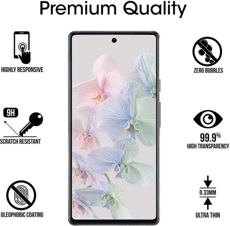 Mobilebies 9H Premium Black Border Tempered Glass Screen Protector (Non-UV Glass) for Google Pixel 6 (6.4 Inch, Pack of 1) | Full Screen Coverage (Edge to Edge) Screen Guard - Image 3