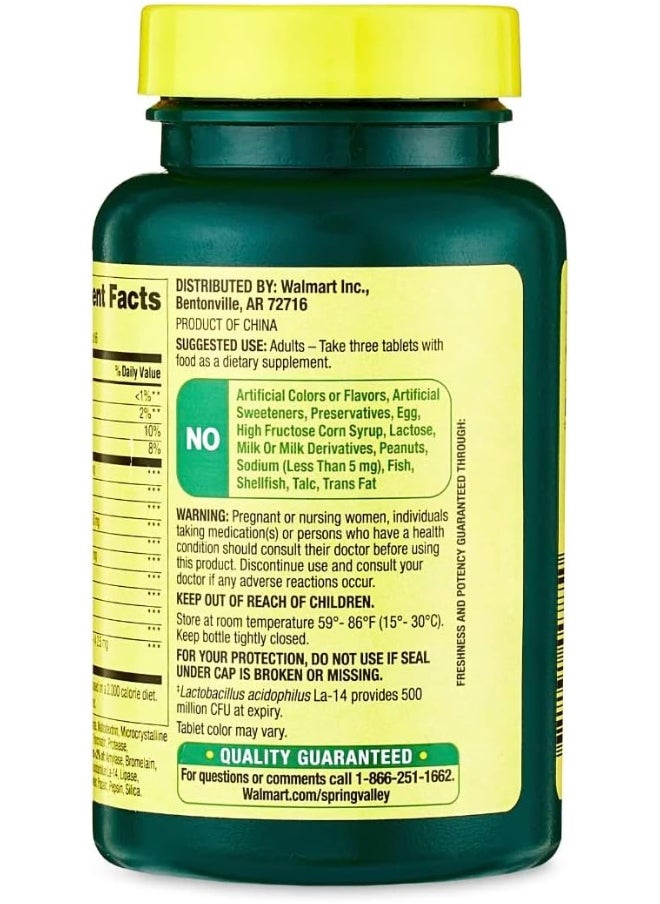 Spring Valley Multi-Enzyme Probiotic 200 Tablets