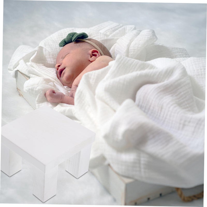 Mini Wooden Stool Natural Finish Photography Prop Newborn Photoshoot Decorative Bench - Image 5